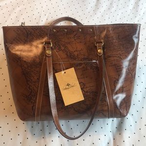 NWT Patricia Nash Benvenuto map print tote in rust